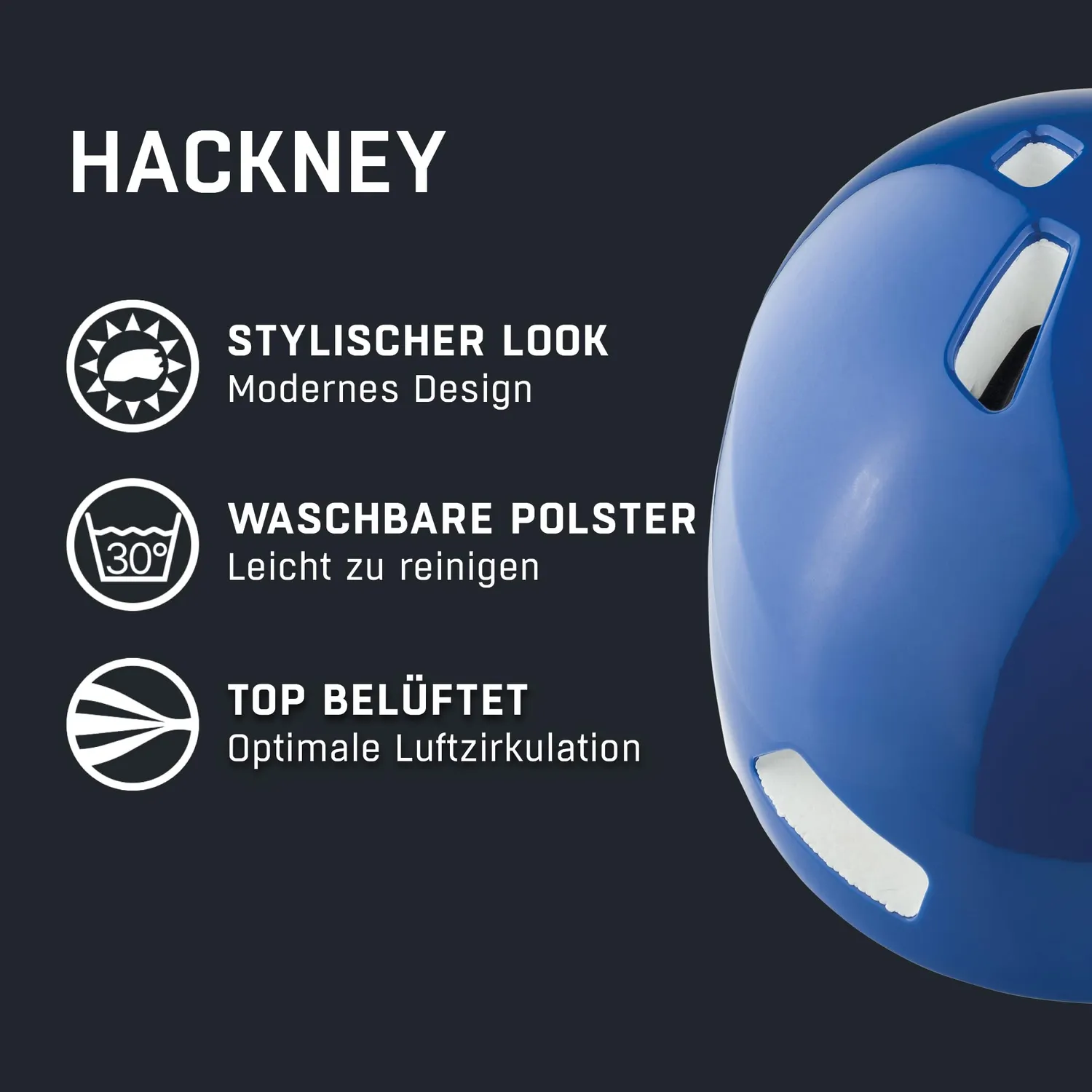 Alpina Hackney casco bici bimbo 47-51 Blue Gloss